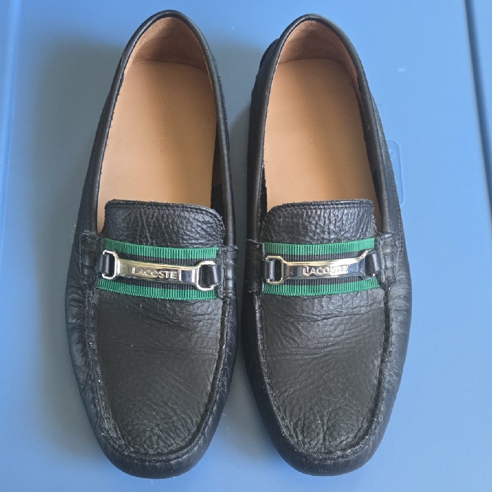 Lacoste Men's Black and Green Loafers